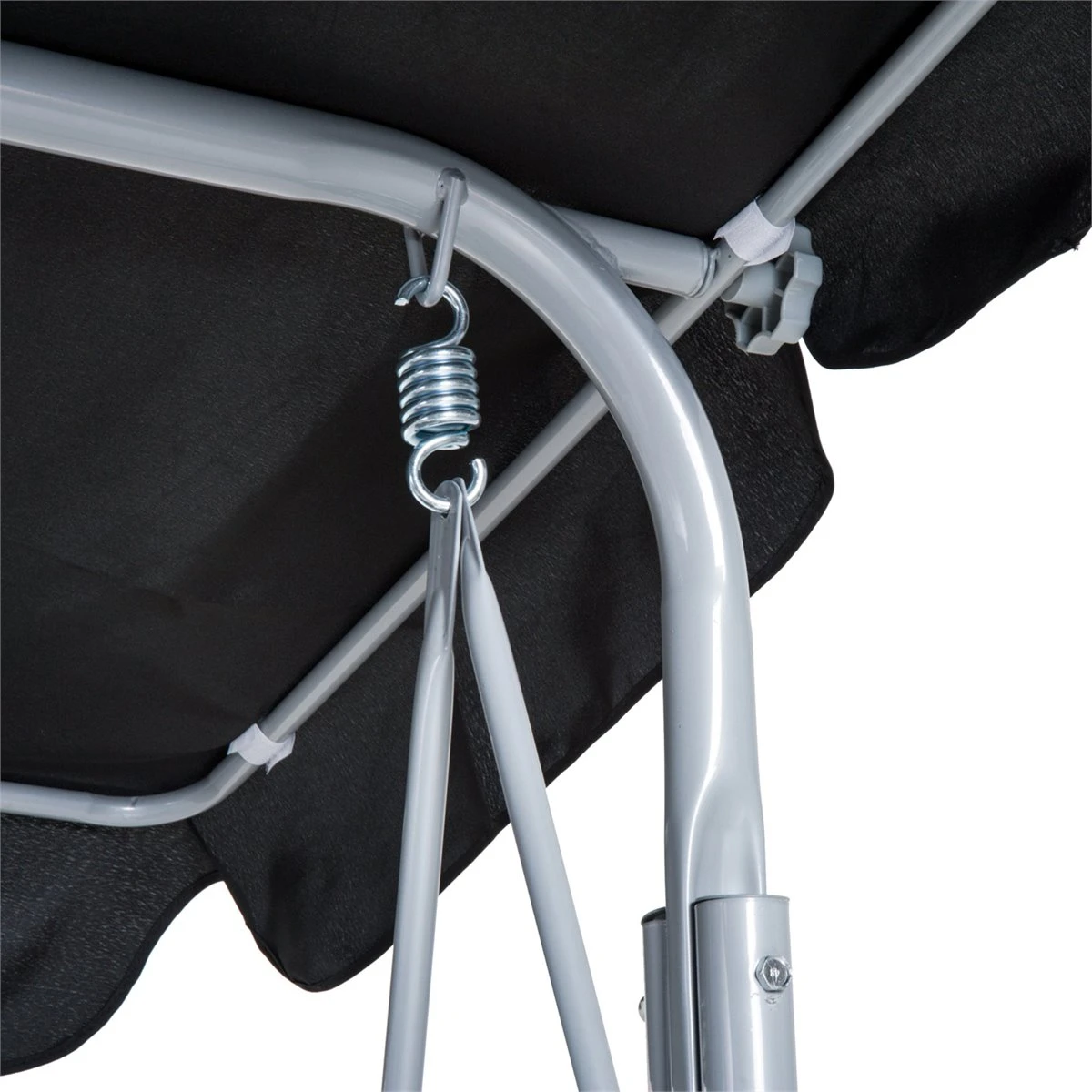 Outsunny Columpio Balancín Jardín De 3 Plazas Con Toldo Ajustable Respaldo Transpirable Y Marco De Metal Para Terraza Balcón Exterior Carga 240 Kg 171x108x154 Cm Negro 7 Outsunny Columpio Balancín Jardín De 3 Plazas Con Toldo Ajustable Respaldo Transpirable Y Marco De Metal Para Terraza Balcón Exterior Carga 240 Kg 171x108x154 Cm Negro - Imagen 5