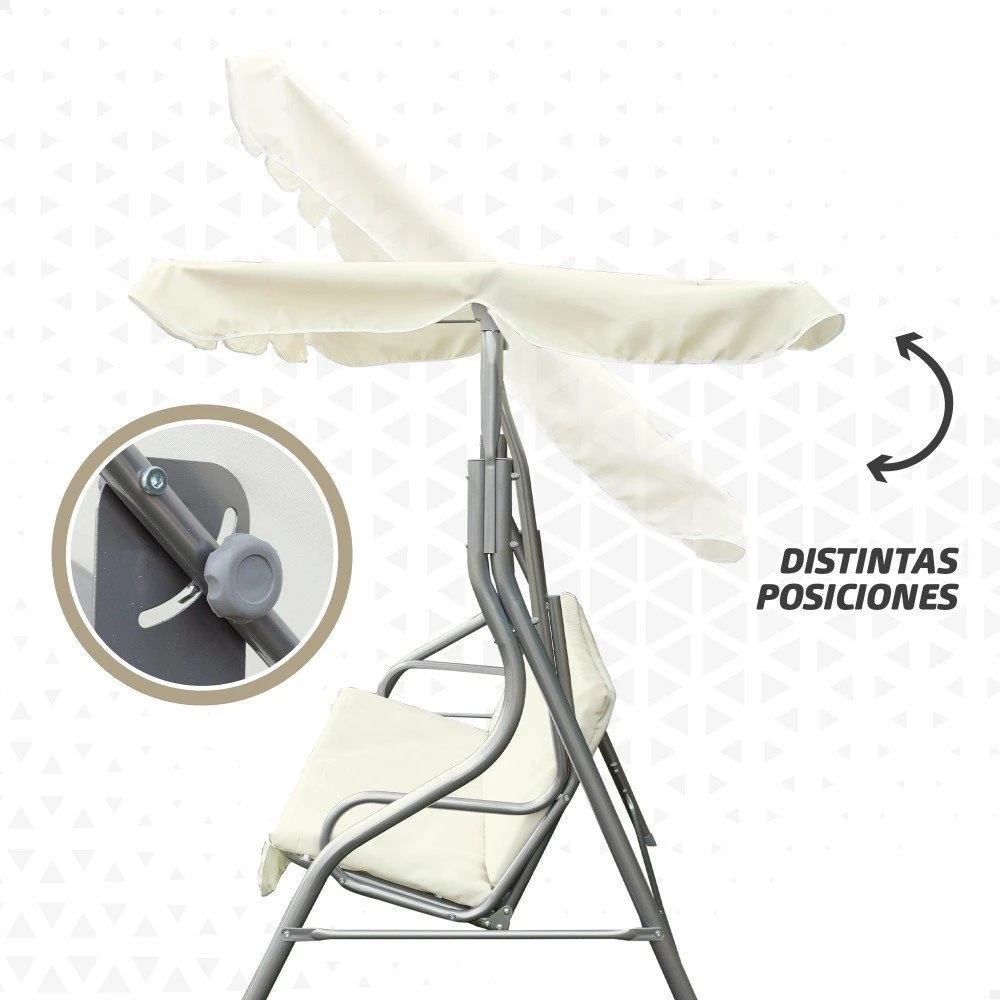 Balancín Para Jardín Marfil C/toldo Inclinable 3 Plazas Aktive 5 Balancín Para Jardín Marfil C/toldo Inclinable 3 Plazas Aktive - Imagen 3