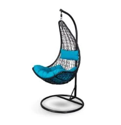 Cesta Colgante XN-2005 Color Negro Con Cojín Azul Y Base Incluido