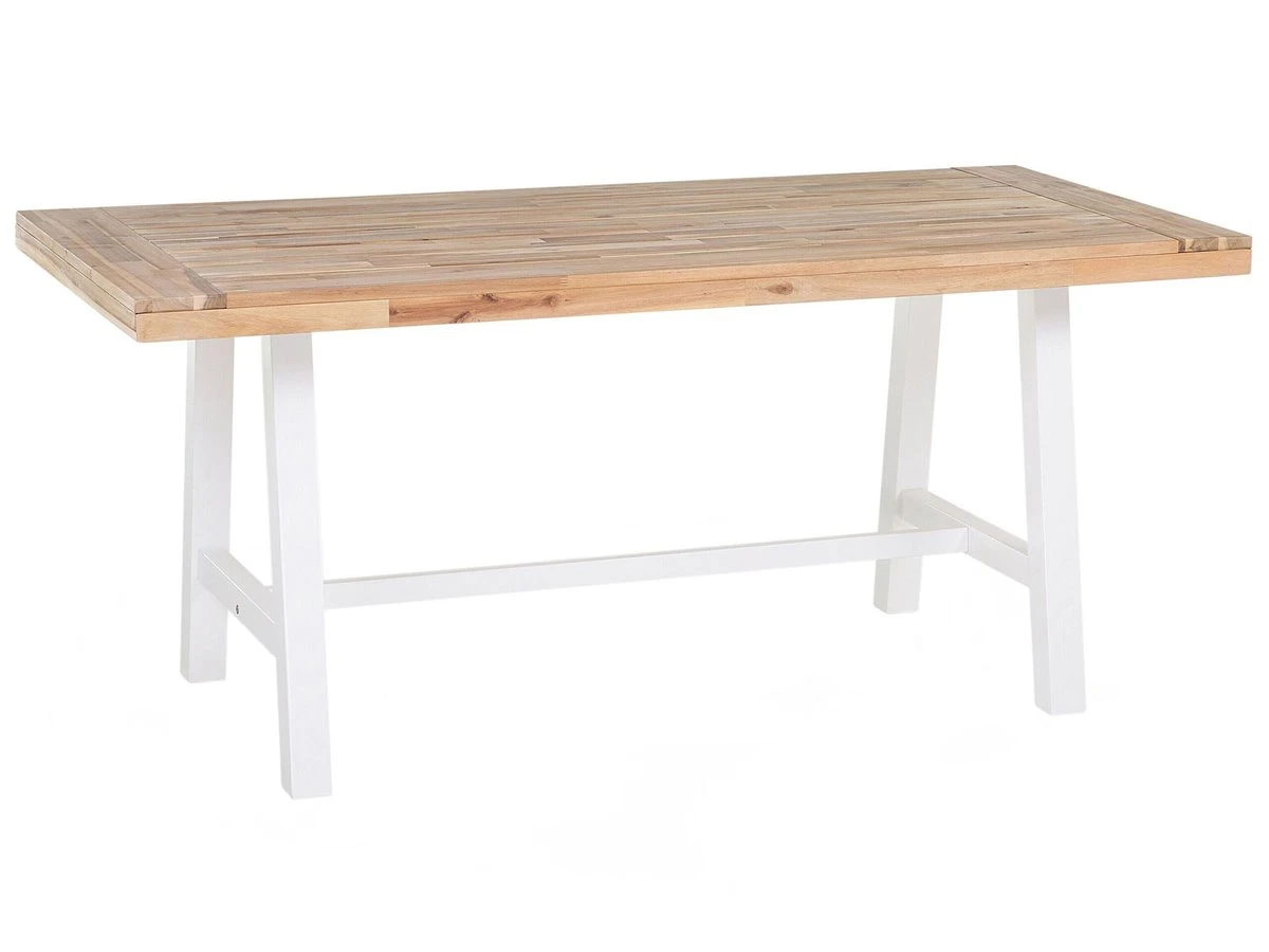 Mesa De Comedor De Madera De Acacia Clara/blanco 170 X 80 Cm SCANIA 4 Mesa De Comedor De Madera De Acacia Clara/blanco 170 X 80 Cm SCANIA - Imagen 2