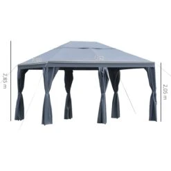 Outsunny Cenador 4x3 M Carpa Con 6 Cortinas De Cremallera Techo Ventilación 8 Orificios De Drenaje Para Fiesta Reuniones Al Aire Libre Gris -OUTSUNNY TIENDA 02bb217bcb6607d96a47adfe6ce4ae640f8f6d44 9d4ff5109344499ead5b79c4abedecd8