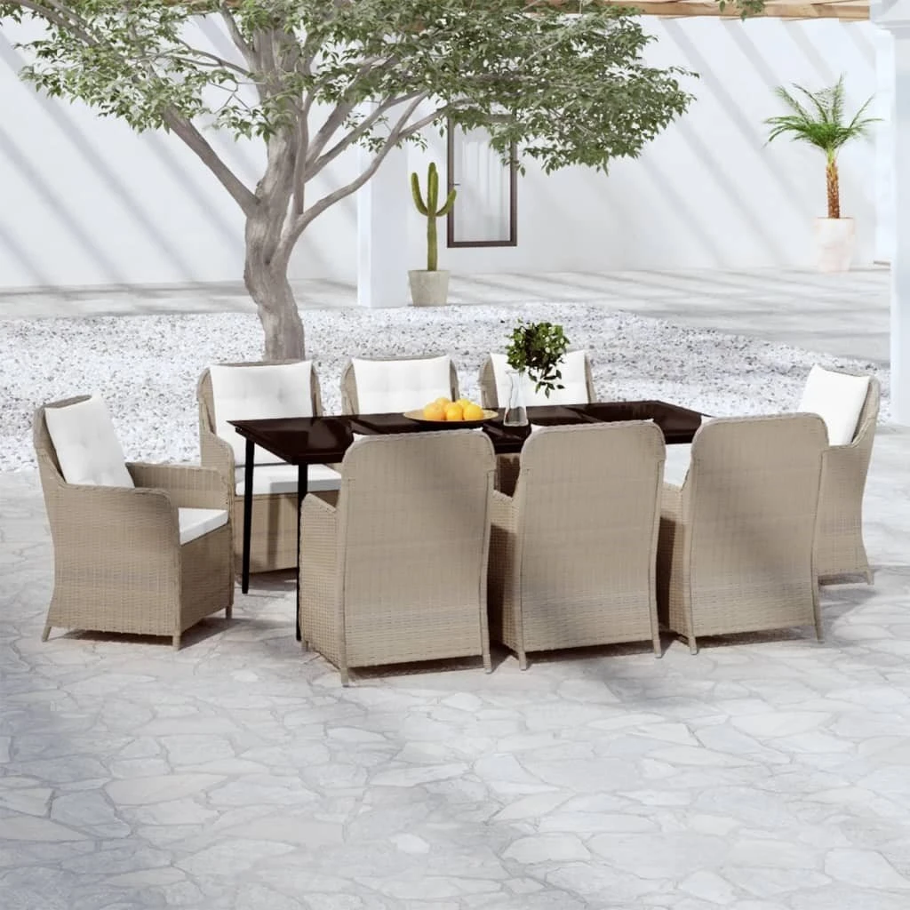 Juego De Comedor Para Jardín 9 Piezas Marrón VidaXL 3 Juego De Comedor Para Jardín 9 Piezas Marrón VidaXL