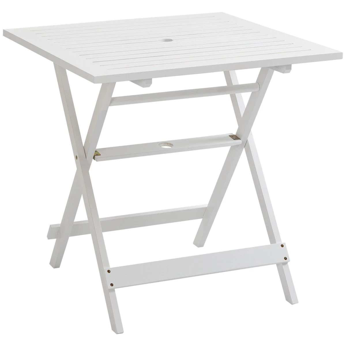 Outsunny Mesa De Jardín Plegable De Madera Maciza Con Agujero Para Sombrilla Mesa Cuadrada De Exterior Para Camping Viaje Picnic Terraza Balcón 70x70x70 Cm Blanco 3 Outsunny Mesa De Jardín Plegable De Madera Maciza Con Agujero Para Sombrilla Mesa Cuadrada De Exterior Para Camping Viaje Picnic Terraza Balcón 70x70x70 Cm Blanco