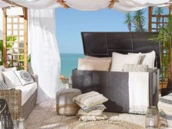 Arcón De Ratán Marrón Oscuro/negro 155 X 75 Cm MODENA