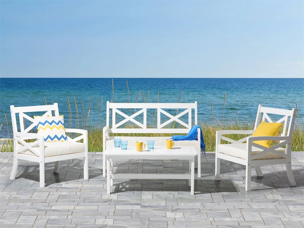 Mesa De Jardín De Madera De Acacia Blanca 100 X 55 Cm BALTIC 3 Mesa De Jardín De Madera De Acacia Blanca 100 X 55 Cm BALTIC