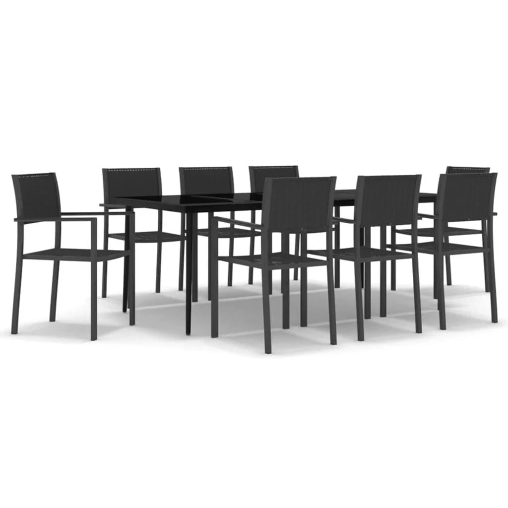 Juego De Comedor Para Jardín 9 Piezas Negro VidaXL 4 Juego De Comedor Para Jardín 9 Piezas Negro VidaXL - Imagen 2
