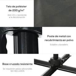 Outsunny Sombrilla De Jardín De Aluminio 245x245x245 Cm Parasol Excéntrico Con Manivela Giratorio 360° Inclinación De 5 Niveles Tela Desmontable Y Ventilación Para Patio Terraza Gris 17 Outsunny Sombrilla De Jardín De Aluminio 245x245x245 Cm Parasol Excéntrico Con Manivela Giratorio 360° Inclinación De 5 Niveles Tela Desmontable Y Ventilación Para Patio Terraza Gris -OUTSUNNY TIENDA 07d3a61a2400550ef33330b85f395092ac7620c5 ddc5329b348547ffa4827e28bb8e17ee