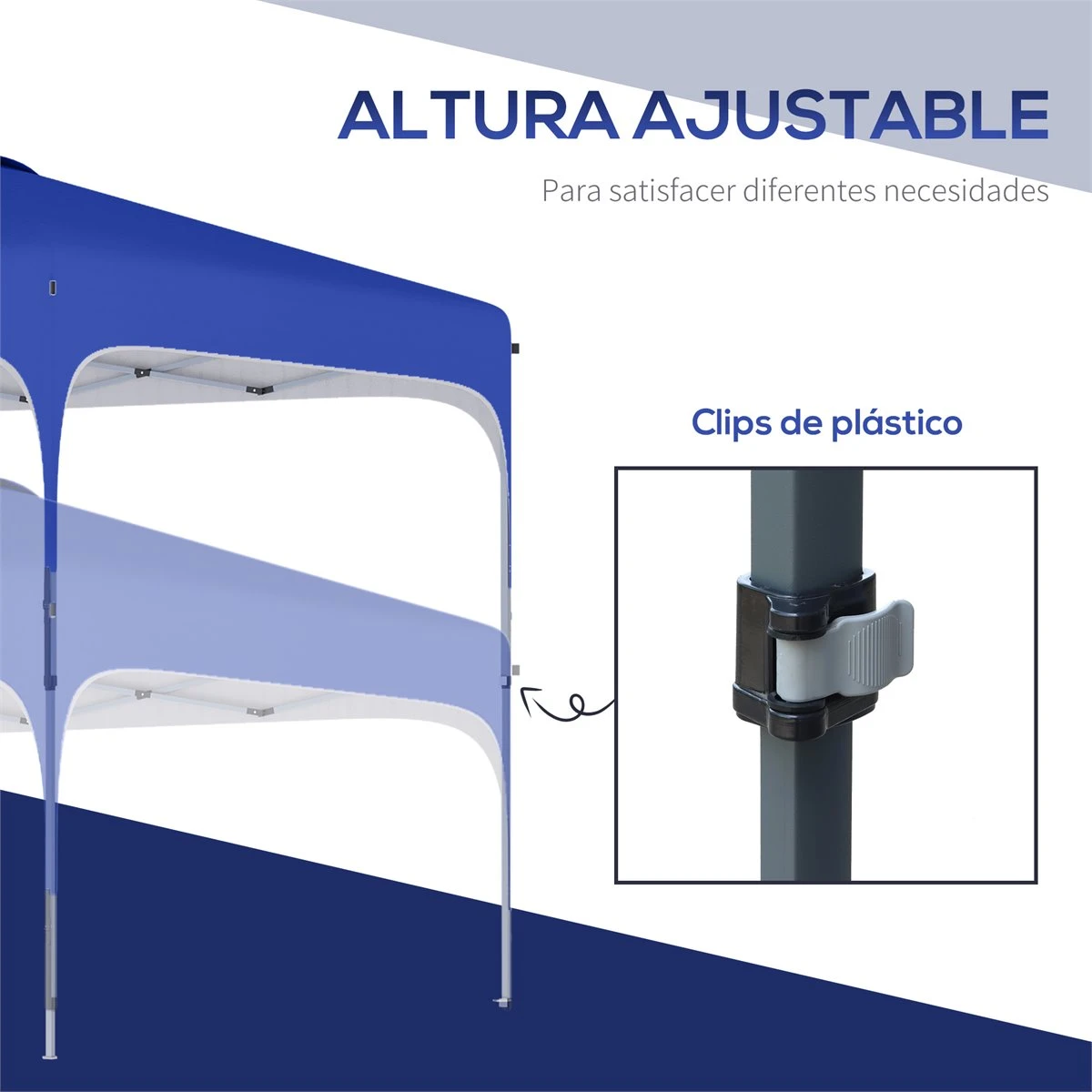 Outsunny Cenador Plegable 2,5x2,5x2,68 M Carpa De Jardín Protección UV 50+ Ajustable En Altura Con 4 Bolsas De Arena Y Bolsa De Transporte Para Camping Fiestas Patio Azul 8 Outsunny Cenador Plegable 2,5x2,5x2,68 M Carpa De Jardín Protección UV 50+ Ajustable En Altura Con 4 Bolsas De Arena Y Bolsa De Transporte Para Camping Fiestas Patio Azul - Imagen 6