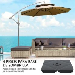 Outsunny Pesos Para Base De Sombrilla En Voladizo De 4 Piezas Rellenable De Arena 120 Kg O Agua 160 Kg Para Sombrilla De Plátano Base Cruzada 90x90x10,5 Cm Negro 14 Outsunny Pesos Para Base De Sombrilla En Voladizo De 4 Piezas Rellenable De Arena 120 Kg O Agua 160 Kg Para Sombrilla De Plátano Base Cruzada 90x90x10,5 Cm Negro -OUTSUNNY TIENDA 08966666a841d9e1661414c5e0a62fc7035f5f38 f0734f9fc3cb4d07a84d86967b15346f
