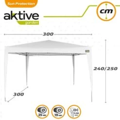 Cenador Plegable Blanco Poliéster UV50 300x300x240/250 Cm Aktive -OUTSUNNY TIENDA 09ba50f90b76ed7bfde9d38fd635b386a3269068 ed9f489f07084ee89347f95319d7ce62