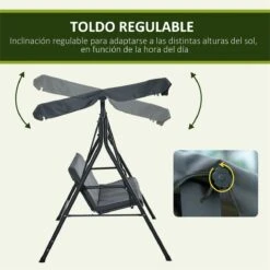 Outsunny Columpio Balancín De Jardín Exterior De 3 Plazas Con Cojín Techo Ajustable Y Marco De Acero Para Balcón Terraza Patio Carga Máx. 200 Kg 172x110x153 Cm Gris 17 Outsunny Columpio Balancín De Jardín Exterior De 3 Plazas Con Cojín Techo Ajustable Y Marco De Acero Para Balcón Terraza Patio Carga Máx. 200 Kg 172x110x153 Cm Gris -OUTSUNNY TIENDA 0ab70fec2e698a1f6911578f35adda94629bd4b3 d2c5e527a7f54e19878b057e53215045