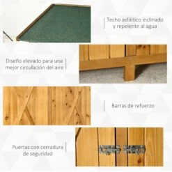 Outsunny Caseta De Jardín De Madera 140x75x157 Cm Cobertizo Para Almacenaje De Herramientas Con Techo Asfáltico Estantería Y 2 Puertas Con Cerrojo Para Exterior Terraza Natural -OUTSUNNY TIENDA 0b7552ec9b7b562cf3cd66014100c903f561ccf0 e1ab8e9899b44a34bd3e7c9fe68f1125