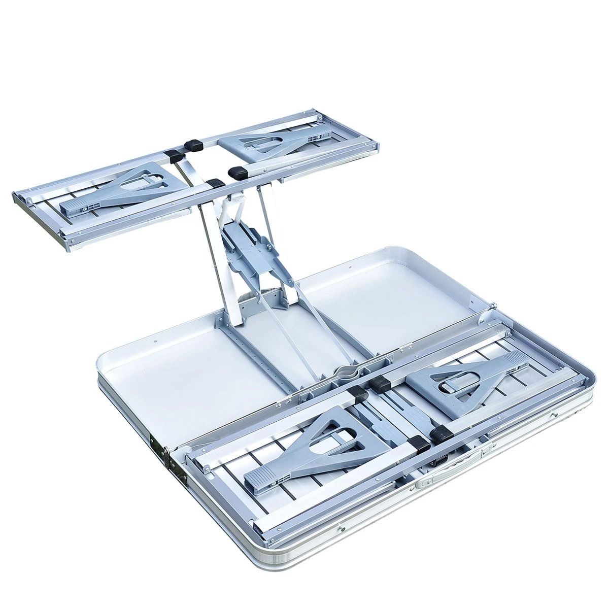 Outsunny Mesa Maleta De Camping Plegable Portátil Con 4 Asientos Y Agujero Para Sombrilla Estructura De Aluminio Para Playa Picnic 136x85,5x66 Cm Plata 12 Outsunny Mesa Maleta De Camping Plegable Portátil Con 4 Asientos Y Agujero Para Sombrilla Estructura De Aluminio Para Playa Picnic 136x85,5x66 Cm Plata - Imagen 10