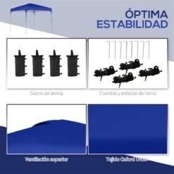 Outsunny Cenador Plegable 2,5x2,5x2,68 M Carpa De Jardín Protección UV 50+ Ajustable En Altura Con 4 Bolsas De Arena Y Bolsa De Transporte Para Camping Fiestas Patio Azul 17 Outsunny Cenador Plegable 2,5x2,5x2,68 M Carpa De Jardín Protección UV 50+ Ajustable En Altura Con 4 Bolsas De Arena Y Bolsa De Transporte Para Camping Fiestas Patio Azul -OUTSUNNY TIENDA 0f1cb6a026a97642d7a2be295359f70020f82659 e597e51515414044ac099b3e74d77cde