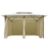 Outsunny Cenador De Jardín 3x4 M Marco Acero Gazebo Con Doble Techo 6 Cortinas Laterales 8 Orificios De Drenaje Buena Ventilación Para Fiestas Eventos Crema