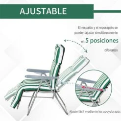 Outsunny 2 Tumbonas Plegables De Jardín Sillas De Gravedad Cero De Acero Con Cojín Acolchado Respaldo Ajustable En 5 Posiciones Y Reposapiés 60x75x50-102 Cm Rayas Verde 14 Outsunny 2 Tumbonas Plegables De Jardín Sillas De Gravedad Cero De Acero Con Cojín Acolchado Respaldo Ajustable En 5 Posiciones Y Reposapiés 60x75x50-102 Cm Rayas Verde -OUTSUNNY TIENDA 10d7557498de08b60ee1017023078960b46699a5 828cc22a4a304d0f9c27c969bf339595