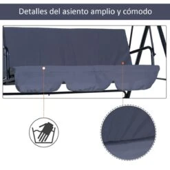 Outsunny Columpio De Jardín De 3 Plazas Silla Balancín Con Parasol Techo Ajustable En Ángulo Para Terraza Balcón Carga Máx. 200 Kg Acero 172x110x153 Cm Negro 16 Outsunny Columpio De Jardín De 3 Plazas Silla Balancín Con Parasol Techo Ajustable En Ángulo Para Terraza Balcón Carga Máx. 200 Kg Acero 172x110x153 Cm Negro -OUTSUNNY TIENDA 110b23c724a2383e82770abc8ac966433c6a0ccc dcd98f7191044f218099c13aca0d46d3