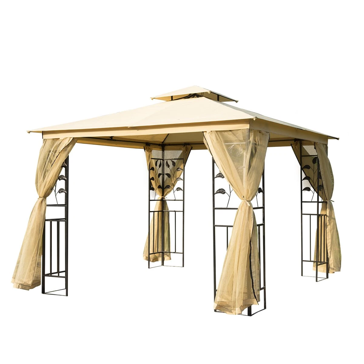Outsunny Cenador De Jardín 300x300x280 Cm Carpas Para Exterior Grandes Doble Techo Con Mosquitera Y Piquetas Para El Suelo Fácil De Drenar Poliéster Acero Beige 3 Outsunny Cenador De Jardín 300x300x280 Cm Carpas Para Exterior Grandes Doble Techo Con Mosquitera Y Piquetas Para El Suelo Fácil De Drenar Poliéster Acero Beige
