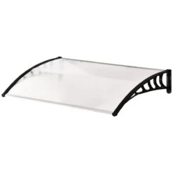 Outsunny Tejadillo De Protección Para Puertas Ventanas Contra Sol Y Lluvia Marquesina De Techo Diseño Moderno Aleación De Aluminio Duradero 122x89x24 Cm Transparente