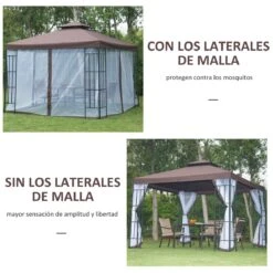 Outsunny Cenador De Jardín 3x3 M Pabellón Para Exterior Con Doble Techo De Ventilación 4 Mosquiteras Extraíbles Y Marco De Acero Protección Solar Para Fiestas Eventos Café 15 Outsunny Cenador De Jardín 3x3 M Pabellón Para Exterior Con Doble Techo De Ventilación 4 Mosquiteras Extraíbles Y Marco De Acero Protección Solar Para Fiestas Eventos Café -OUTSUNNY TIENDA 12f586aa91acb2cbe6930302d3ef4221683261d1 f2a12d533c69443081a2a0f43497547f