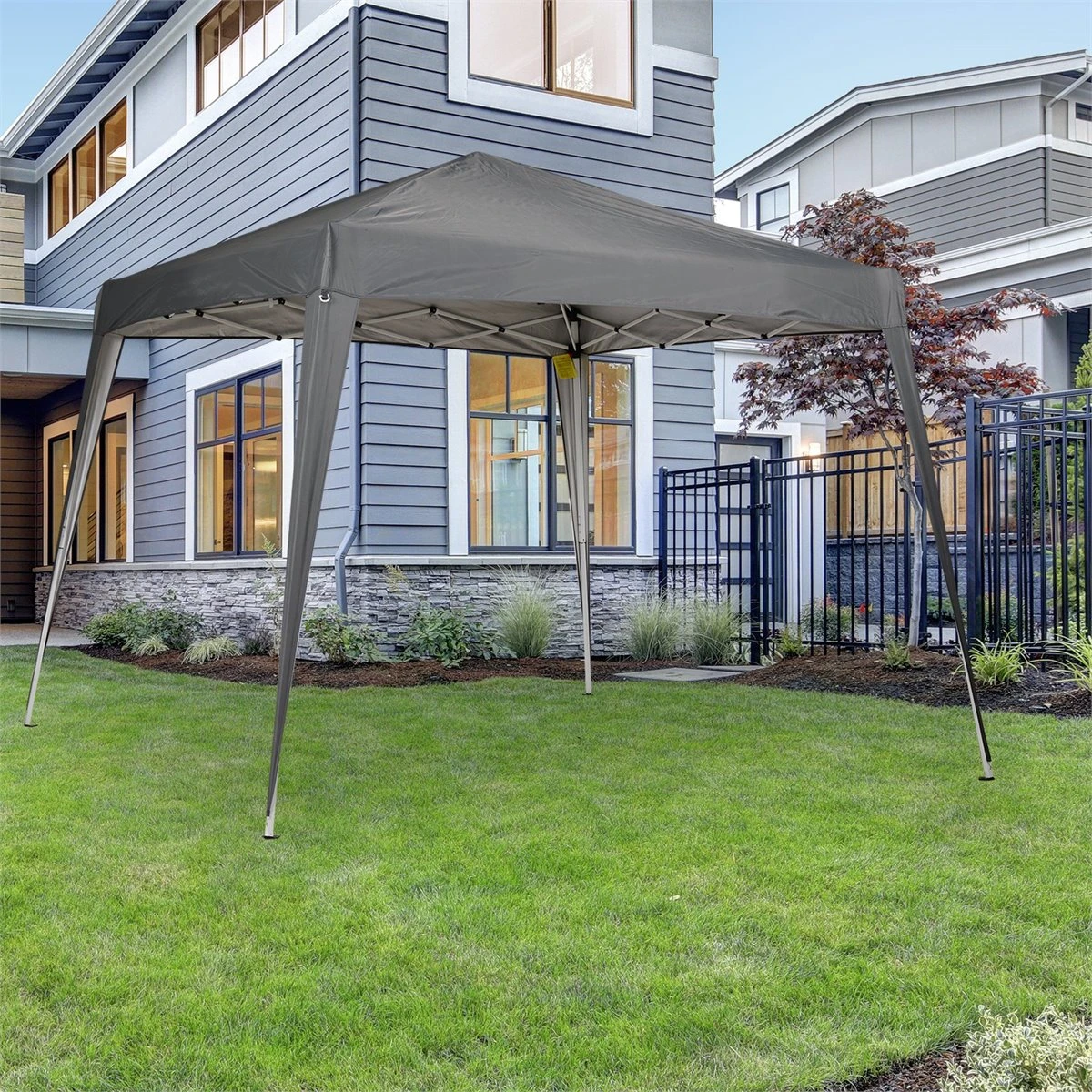 Outsunny Carpa Plegable 2,4x2,4m Cenador De Jardín Diseño Pop Up De Acero Y Cubierta De Tela Oxford Gris 4 Outsunny Carpa Plegable 2,4x2,4m Cenador De Jardín Diseño Pop Up De Acero Y Cubierta De Tela Oxford Gris - Imagen 2