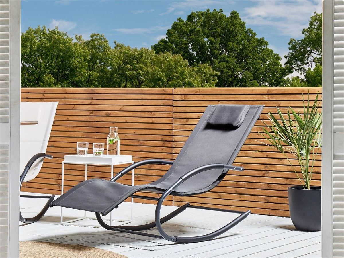Tumbona De Jardín Mecedora Gris Oscuro CARANO II 3 Tumbona De Jardín Mecedora Gris Oscuro CARANO II