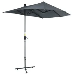 Outsunny Sombrilla De Pared De Jardín 200x190x240 Cm Parasol Con Manivela Poste De Acero Y Base Cruzada Protección Solar Para Terraza Balcón Exterior Gris