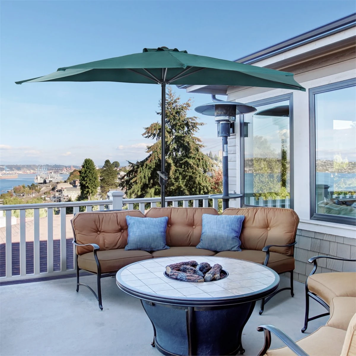 Outsunny Sombrilla 269x138x236 Cm Parasol De Jardín Con Manivela Y Forma Semicircular Para Exterior Terraza Patio Piscina Verde 4 Outsunny Sombrilla 269x138x236 Cm Parasol De Jardín Con Manivela Y Forma Semicircular Para Exterior Terraza Patio Piscina Verde - Imagen 2