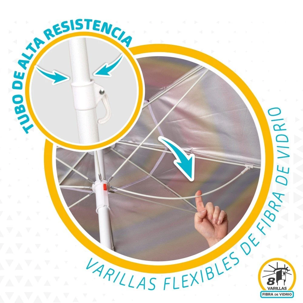 Sombrilla Playa Antiviento 220 Cm Con Protección UV50 Aktive Beach 7 Sombrilla Playa Antiviento 220 Cm Con Protección UV50 Aktive Beach - Imagen 5