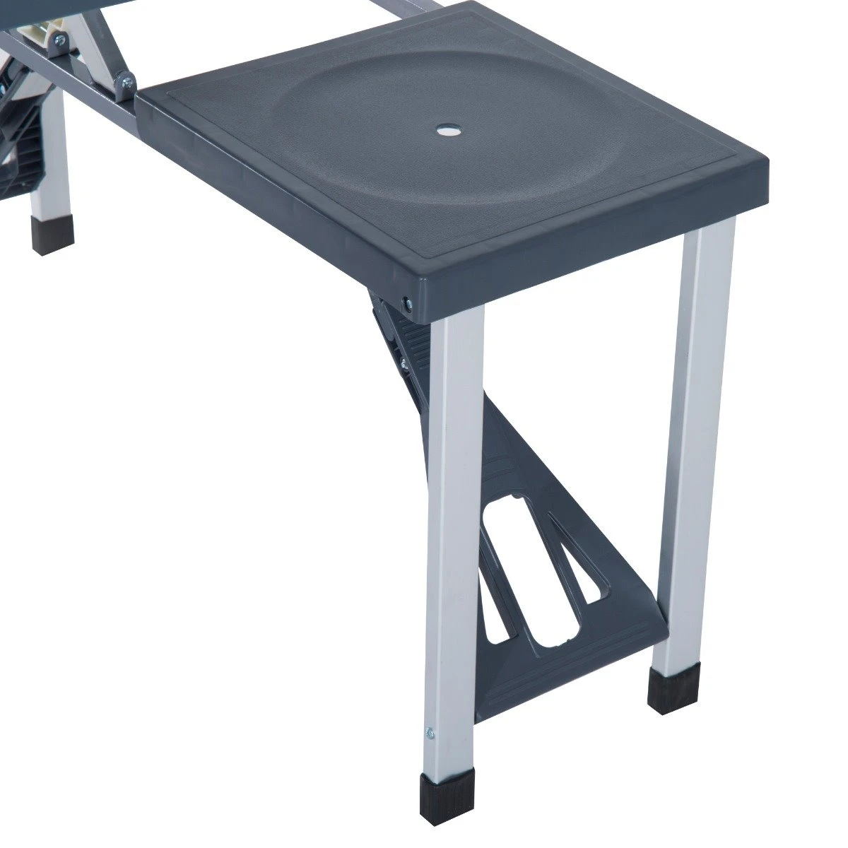 Outsunny Mesa Maleta De Camping Plegable Portátil 4 Asientos Y Agujero Sombrilla Estructura Aluminio Playa Picnic 136x84,5x66 Cm (Gris) 11 Outsunny Mesa Maleta De Camping Plegable Portátil 4 Asientos Y Agujero Sombrilla Estructura Aluminio Playa Picnic 136x84,5x66 Cm (Gris) - Imagen 9