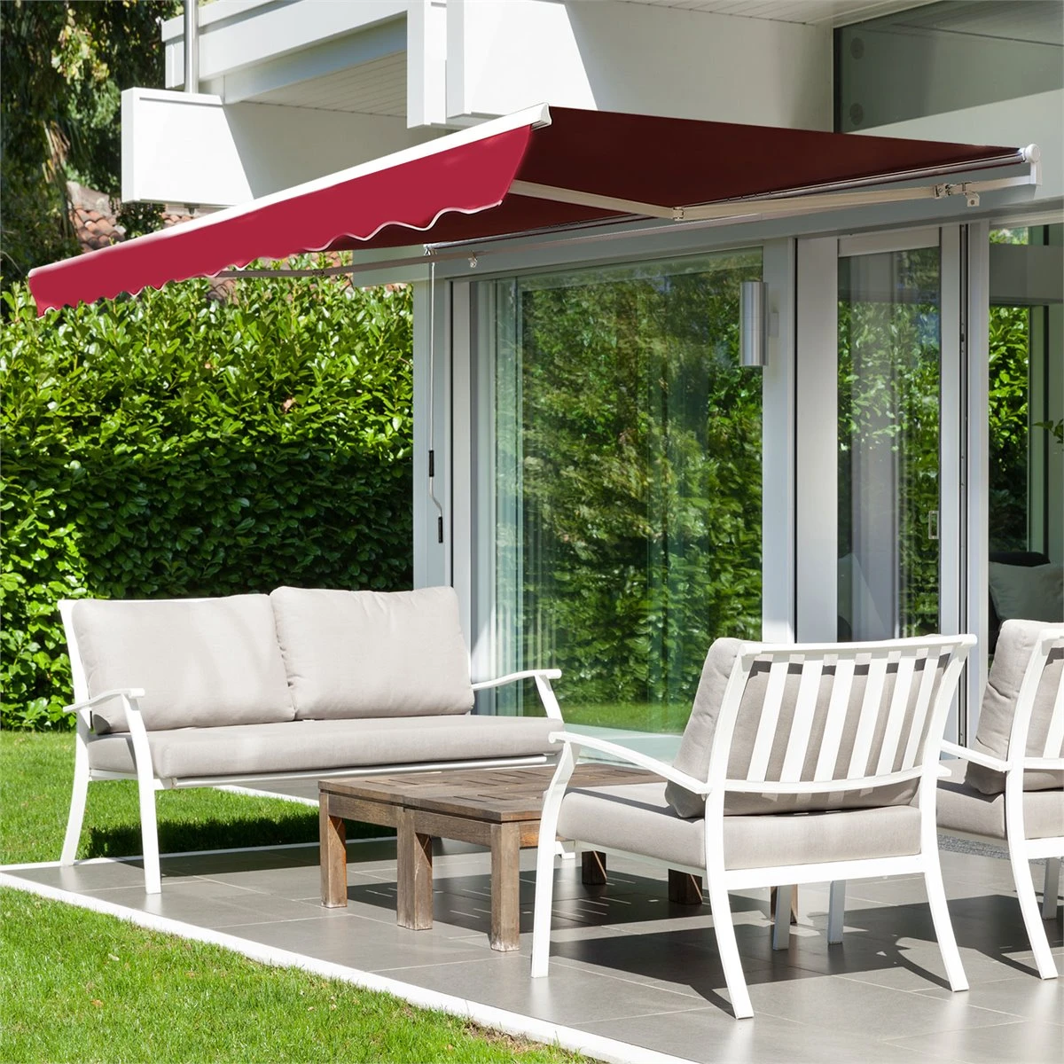 Outsunny Toldo Manual 395x245 Cm Toldo Para Patio Balcón Terraza Y Jardín Con Brazo Articulado De Aluminio Y Tela De Poliéster De 280g/m2 (Rojo) 4 Outsunny Toldo Manual 395x245 Cm Toldo Para Patio Balcón Terraza Y Jardín Con Brazo Articulado De Aluminio Y Tela De Poliéster De 280g/m2 (Rojo) - Imagen 2