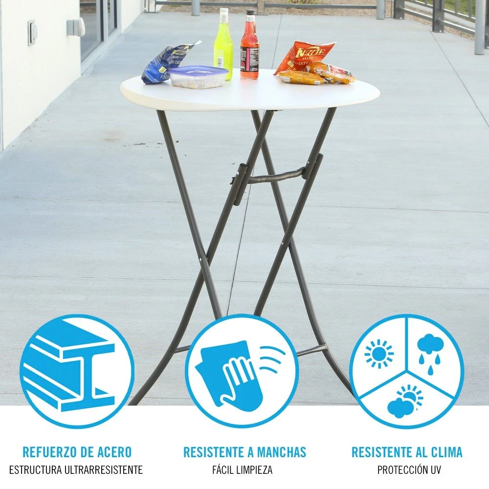 Mesa Redonda Plegable Cocktail LIFETIME Ø84 X 110 Cm 6 Mesa Redonda Plegable Cocktail LIFETIME Ø84 X 110 Cm - Imagen 4