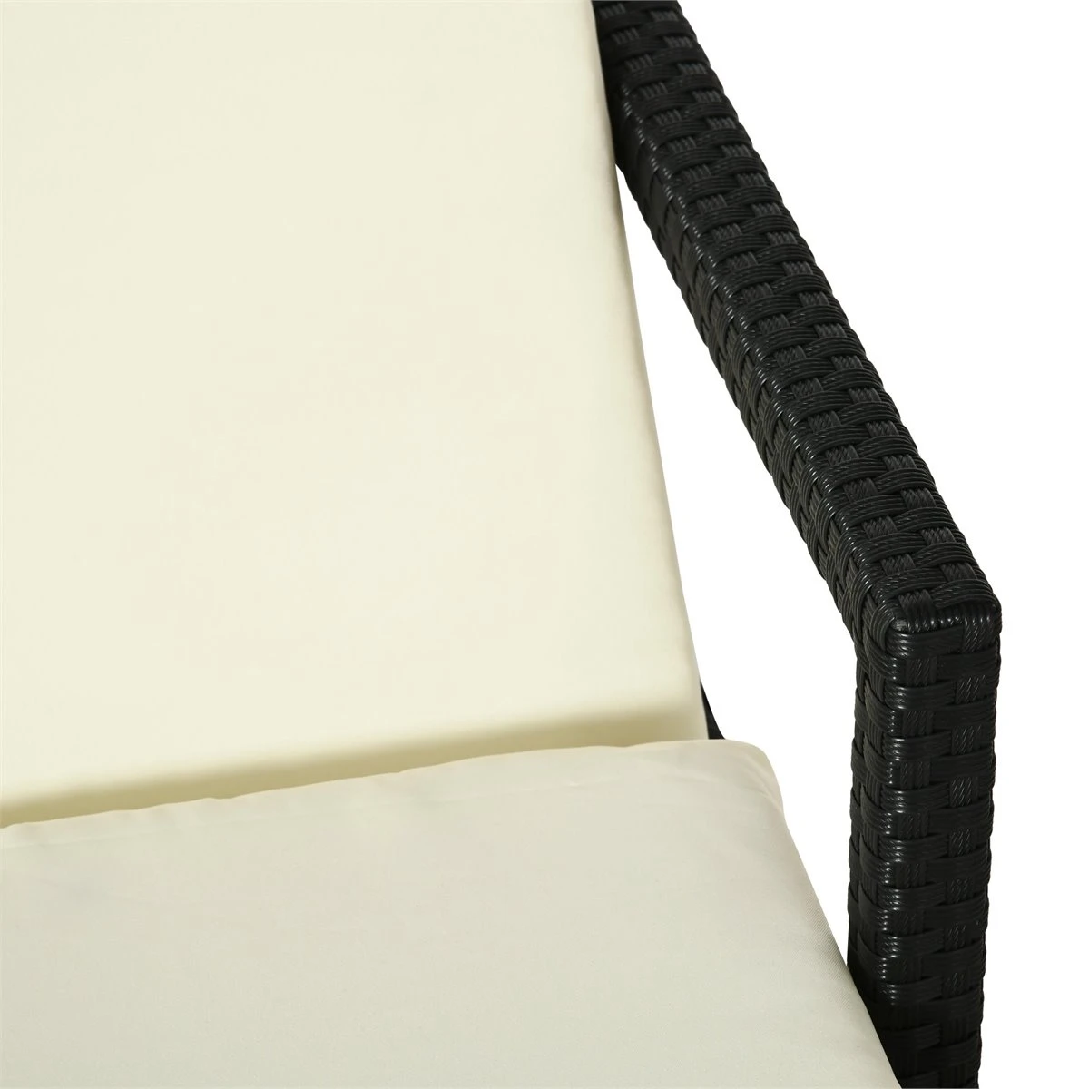 Outsunny Tumbona De Ratán De Jardín Con Cojines Acolchados Respaldo Ajustable En 5 Posiciones 2 Ruedas Y Tela Extraíble Lavable 67x196x96 Cm Negro 10 Outsunny Tumbona De Ratán De Jardín Con Cojines Acolchados Respaldo Ajustable En 5 Posiciones 2 Ruedas Y Tela Extraíble Lavable 67x196x96 Cm Negro - Imagen 8