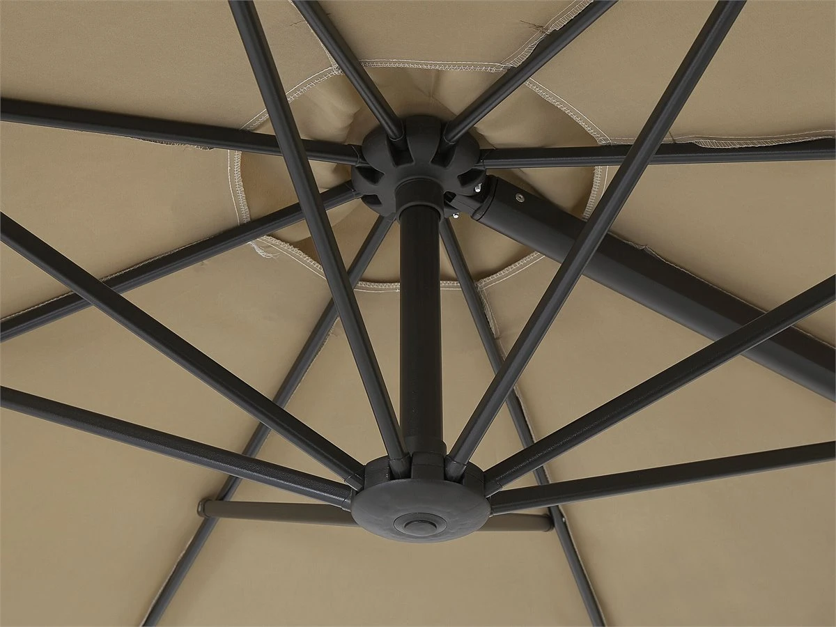Sombrilla Voladiza De Poliéster Gris Pardo/negro 295 Cm SAVONA II 9 Sombrilla Voladiza De Poliéster Gris Pardo/negro 295 Cm SAVONA II - Imagen 7