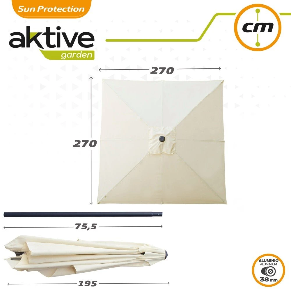 Sombrilla Para Jardín Cuadrada 270x270 Cm Inclinable Aktive 6 Sombrilla Para Jardín Cuadrada 270x270 Cm Inclinable Aktive - Imagen 4
