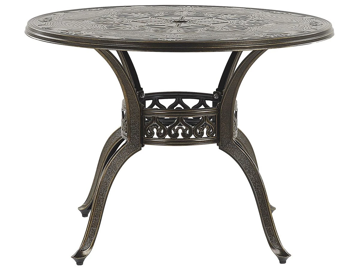 Mesa De Jardín De Metal Marrón Oscuro ⌀ 102 Cm SAPRI 4 Mesa De Jardín De Metal Marrón Oscuro ⌀ 102 Cm SAPRI - Imagen 2
