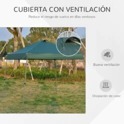 Outsunny Cenador Plegable 3x3m Portátil De Jardín Con Bolsa De Transporte Con Ruedas Acero Para Exterior Fiestas Camping Verde 19 Outsunny Cenador Plegable 3x3m Portátil De Jardín Con Bolsa De Transporte Con Ruedas Acero Para Exterior Fiestas Camping Verde -OUTSUNNY TIENDA 1a489c097022e24eef823f06cb97075290423eed a452fb44ec134d9cbb6f06e2b37ec515