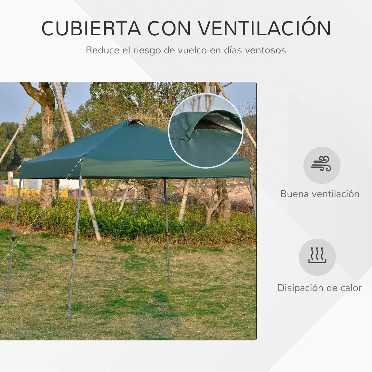 Outsunny Cenador Plegable 3x3m Portátil De Jardín Con Bolsa De Transporte Con Ruedas Acero Para Exterior Fiestas Camping Verde 11 Outsunny Cenador Plegable 3x3m Portátil De Jardín Con Bolsa De Transporte Con Ruedas Acero Para Exterior Fiestas Camping Verde - Imagen 9