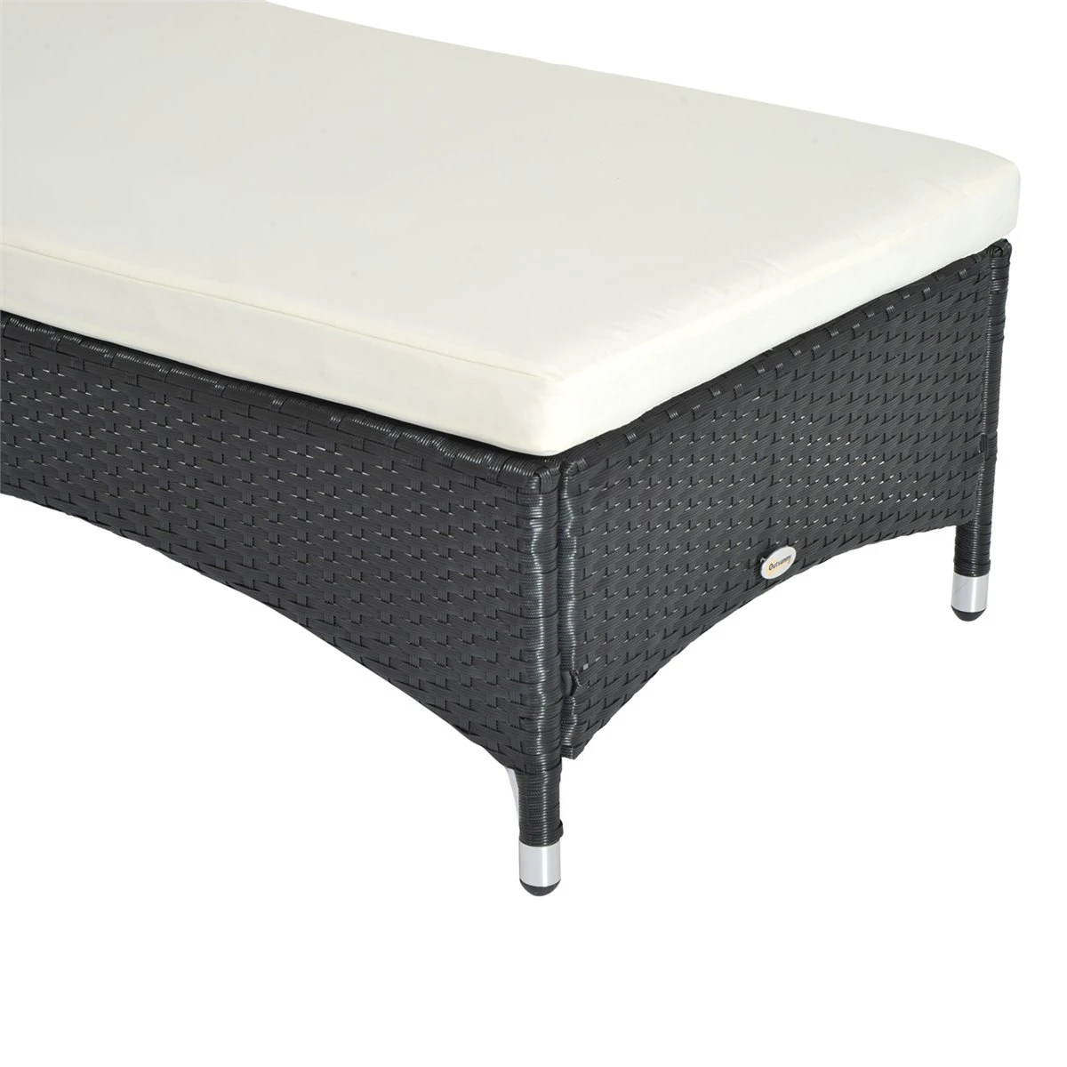 Outsunny Conjunto De 2 Tumbonas De Ratán De Jardín Chaise Longue Con Respaldo Ajustable En 5 Posiciones Cojines Acolchados Reposacabezas Y 2 Ruedas 200x73x72-103 Cm Negro 11 Outsunny Conjunto De 2 Tumbonas De Ratán De Jardín Chaise Longue Con Respaldo Ajustable En 5 Posiciones Cojines Acolchados Reposacabezas Y 2 Ruedas 200x73x72-103 Cm Negro - Imagen 9