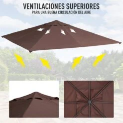 Outsunny Techo De Repuesto 2.98x2.95 M Para Cenador De Jardín Cubierta De Repuesto De Gazebo Pabellón Exterior Con 8 Orificios De Drenaje Y Ventilación Café -OUTSUNNY TIENDA 1c119165d8b899387fc02350320e01b0a27f2648 bf93e10497624c3d84822a9f8392ae92
