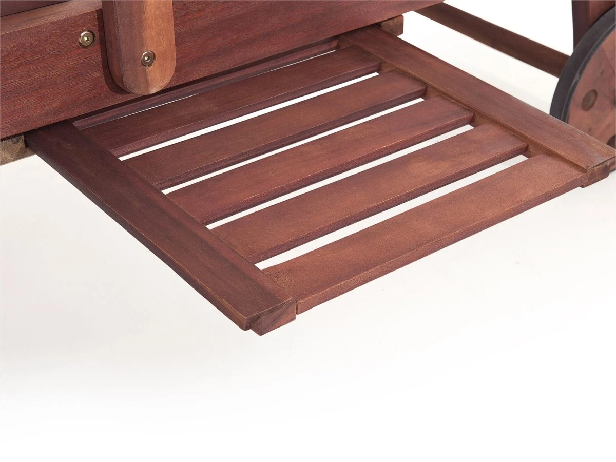 Tumbona De Jardín Madera Con Ruedas Cojín Rayas Azul Beige TOSCANA 10 Tumbona De Jardín Madera Con Ruedas Cojín Rayas Azul Beige TOSCANA - Imagen 8