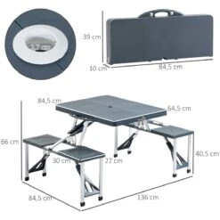 Outsunny Mesa Maleta De Camping Plegable Portátil 4 Asientos Y Agujero Sombrilla Estructura Aluminio Playa Picnic 136x84,5x66 Cm (Gris) 14 Outsunny Mesa Maleta De Camping Plegable Portátil 4 Asientos Y Agujero Sombrilla Estructura Aluminio Playa Picnic 136x84,5x66 Cm (Gris) -OUTSUNNY TIENDA 1df550f540b4a1b0411dec5d4ce49db6902be824 9e106858e50c494995e0dc91d6bb9cdd