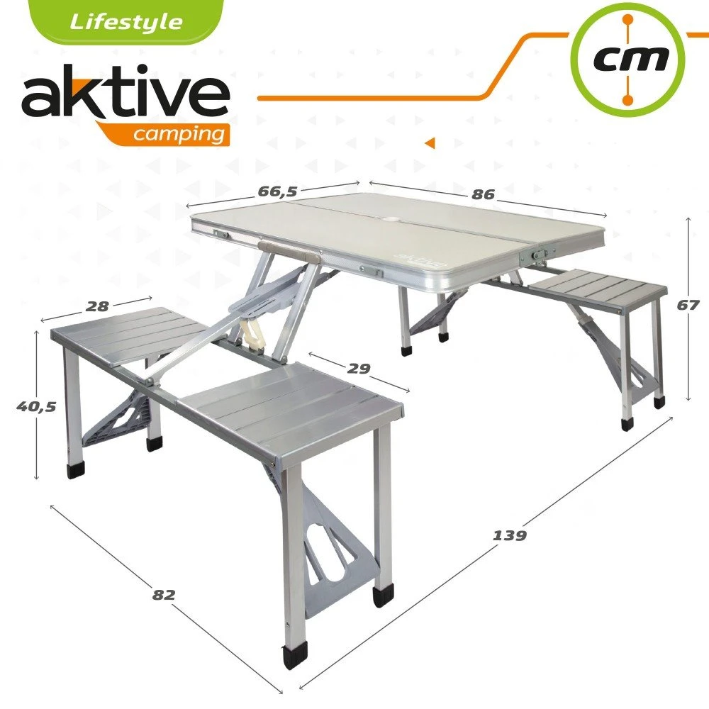 Mesa Plegable De Camping Con Bancos Aktive 8 Mesa Plegable De Camping Con Bancos Aktive - Imagen 7