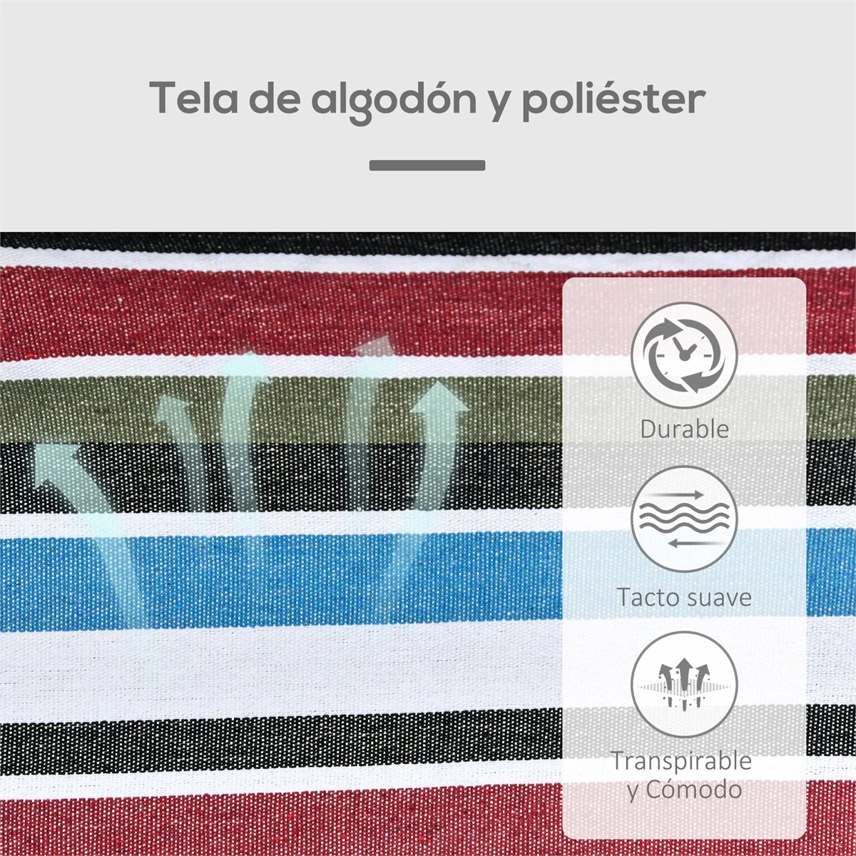 Outsunny Hamaca Doble Portátil De Algodón 285x150 Cm Con Bolsa De Transporte Para Exteriores Patio Jardín Playa Camping Carga 180 Kg Multicolor 6 Outsunny Hamaca Doble Portátil De Algodón 285x150 Cm Con Bolsa De Transporte Para Exteriores Patio Jardín Playa Camping Carga 180 Kg Multicolor - Imagen 4