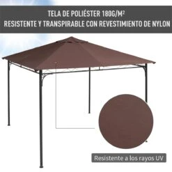 Outsunny Techo De Repuesto 2.98x2.95 M Para Cenador De Jardín Cubierta De Repuesto De Gazebo Pabellón Exterior Con 8 Orificios De Drenaje Y Ventilación Café -OUTSUNNY TIENDA 1e6184fc32e687d499578c610ba71e9159569a56 f5315f239e32426c94d5ea5e964ba24a