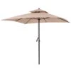 Outsunny Sombrilla Parasol De Acero Grande Con Cubierta A Dos Niveles Para Jardín Patio Sistema De Polea Mástil Desmonta En Dos Partes Fácil Transportar 300x300x297cm Beige