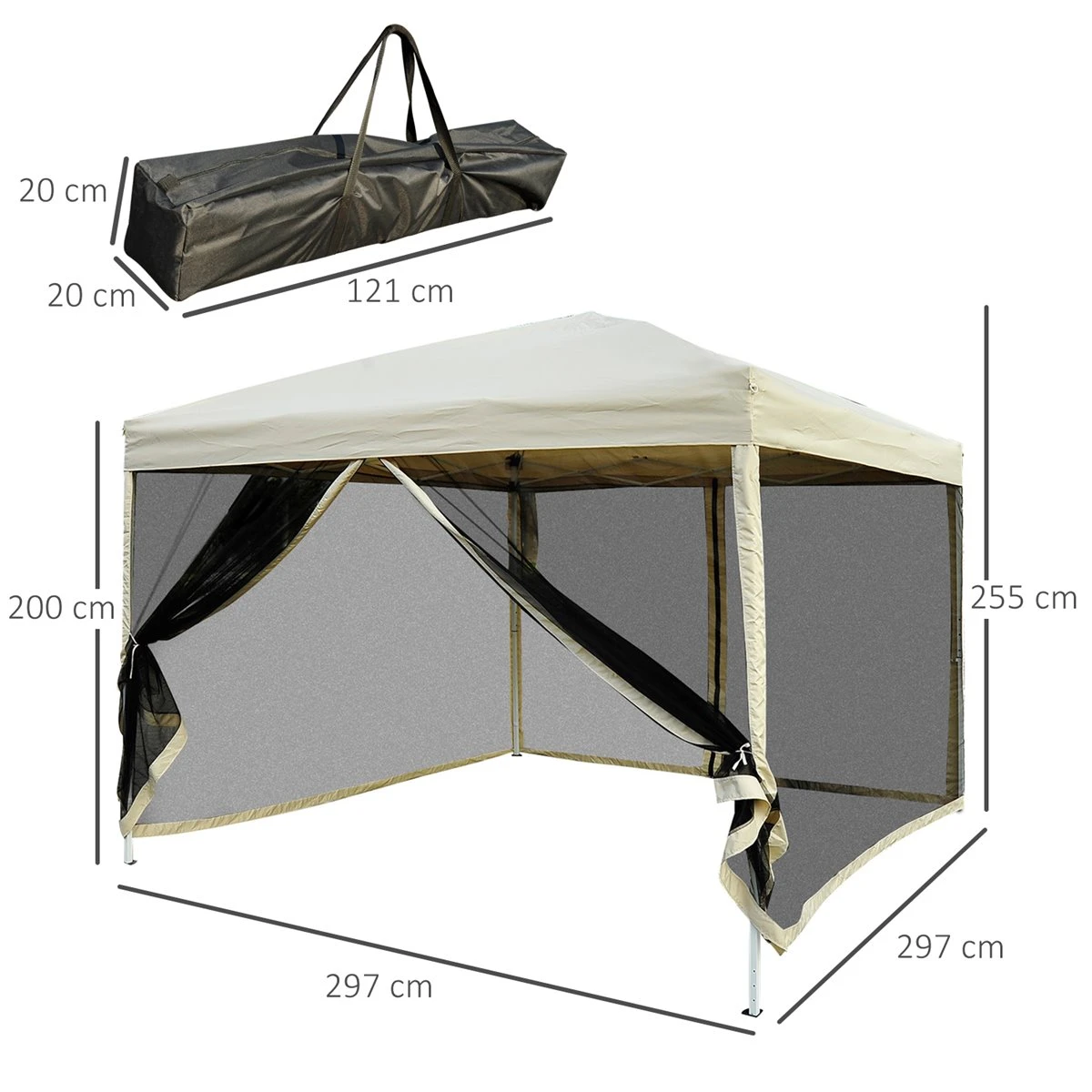 Outsunny Carpa Plegable 3x3 Para Exterior Cenador Portátil De Jardín Con Mosquiteras Bolsa De Transporte Marco De Acero Y Tela Oxford Resistente Para Fiestas Camping Beige 5 Outsunny Carpa Plegable 3x3 Para Exterior Cenador Portátil De Jardín Con Mosquiteras Bolsa De Transporte Marco De Acero Y Tela Oxford Resistente Para Fiestas Camping Beige - Imagen 3