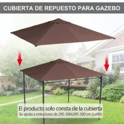 Outsunny Techo De Repuesto 2.98x2.95 M Para Cenador De Jardín Cubierta De Repuesto De Gazebo Pabellón Exterior Con 8 Orificios De Drenaje Y Ventilación Café -OUTSUNNY TIENDA 1f945019f9eaf1d806c6ec62d26300d33331a770 1aafdd834a214391b0421c889b38fdfb
