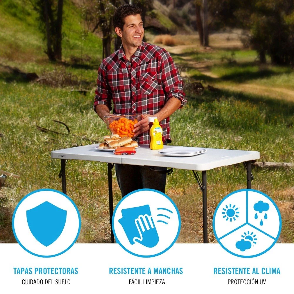 Mesa Plegable Ajustable En Altura Blanco LIFETIME 122 X 61 X 56-91 Cm 6 Mesa Plegable Ajustable En Altura Blanco LIFETIME 122 X 61 X 56-91 Cm - Imagen 4