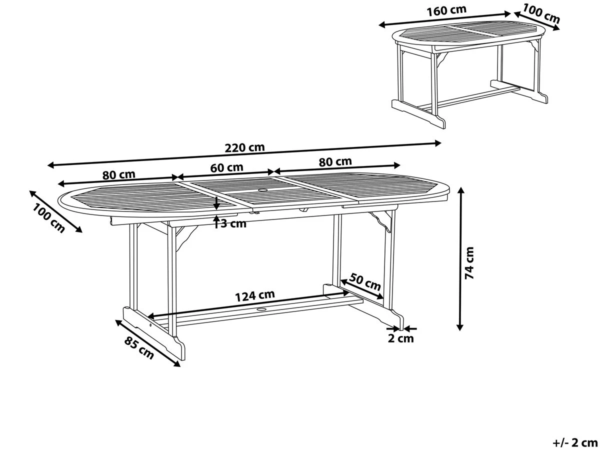 Mesa De Jardín Extensible De Madera De Acacia Clara 160/220 X 100 Cm MAUI 5 Mesa De Jardín Extensible De Madera De Acacia Clara 160/220 X 100 Cm MAUI - Imagen 3